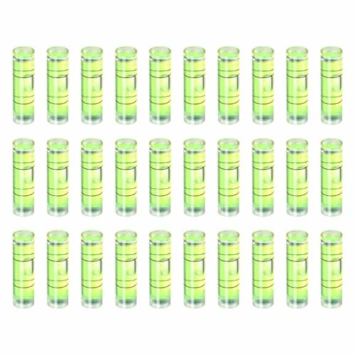 HARFINGTON 30pcs Small Cylindrical Bubble Level Vials 35x10mm PMMA Mini Horizontal Bubble Spirit Level Measuring Layout Tools for RV TV Picture Frame Hanging Tool Leveler