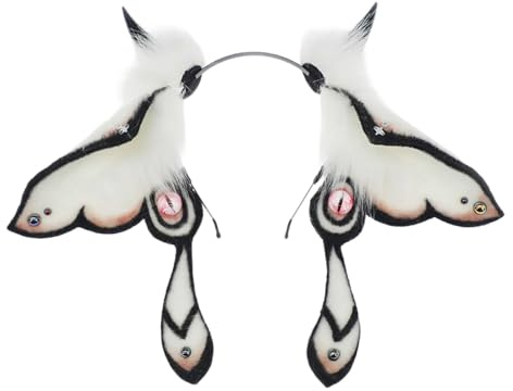 Kreeqe förtrollande malpannband för kvinnor, djävulsdräktstillbehör, halloween, fantasivarelse, hårdel, cosplay-event (vit-svart, M)