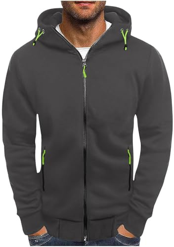 Felpa Con Cappuccio E Cerniera Tinta Unita Da Uomo Felpe Con Tasche E Polsini Elastici Leggera E Funzionale Giacca Sportiva Felpa Da Lavoro Maniche Lunghe Hoodie Sportiva Jogging Per Autunno E Inverno