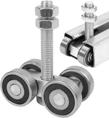 Carrello Canale Strut - 4 Ruote Scorrevoli Sospese | Ferramenta Porta Scorrevole Soffitto Pesante | Rulli Acciaio Per Porte Interne, Cucine, Fienili