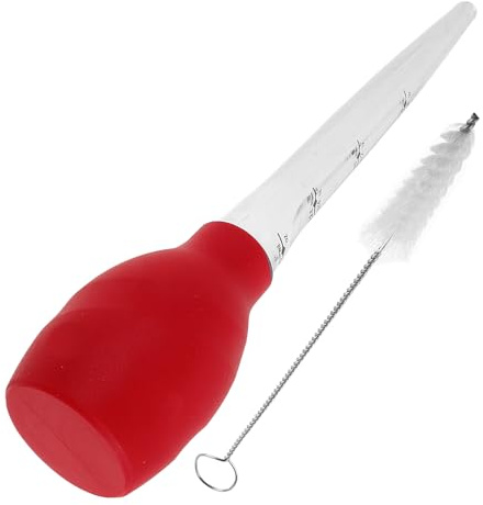POPETPOP Small Baster Silicone Food-Grade Turkey Baster with Cleaning Brush Versatile Usage Easy to Clean for Grilling and Baking Meats