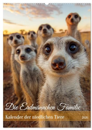 Die Erdmännchen Familie - Kalender der niedlichen Tiere (Wandkalender 2026 DIN A2 hoch), CALVENDO Monatskalender: Erdmännchen Kalender: Niedliche ... und niedlichen Tieren. (CALVENDO Tiere)
