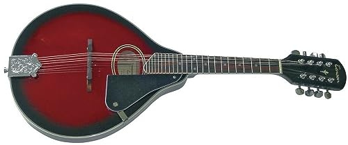 GEWA, Mandolino Folk Ovale A-1, Black Cherry, Tavola in abete rosso, fondo e fasce in tiglio - finitura nera, con borsa da concerto imbottita con cinghie per zaino e scomparto per accessori