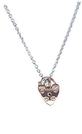 ANTOMUS® ROSE GOLD VERMEIL PADLOCK PENDANT 925 STERLING SILVER ADJUSTABLE NECKLACE THREE CHAINS IN ONE 18-20-22