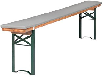 TexDeko® Bierbankauflage gepolstert 220x25x2cm waschbar mit Reißverschluss für Bierzeltgarnitur Härtegrad Mittelhart RG23 Bequeme Bankauflage zum selber aufziehen (Grau)