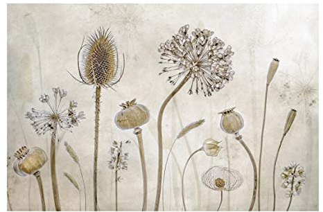 Bilderwelten Florale Fototapete Blumen inkl. Kleister 384x255cm - Vliestapete Made in Germany - Vintage Tapete Schlafzimmer - Blumentapete - Retro Tapete Wohnzimmer Flur T_1688