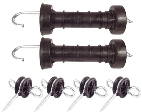2x Electric Fence Gate Handle & 4x Insulators Kit Heavy Duty Pack Spring NEW