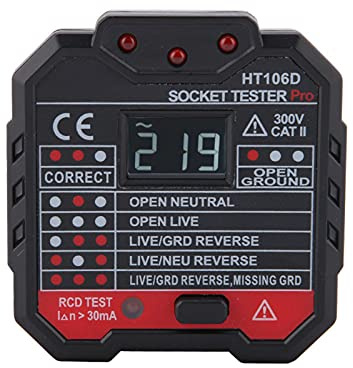 Steckdosenprüfer für AC 48-250 V mit Fehlererkennung und RCD GFCI Test EU Stecker