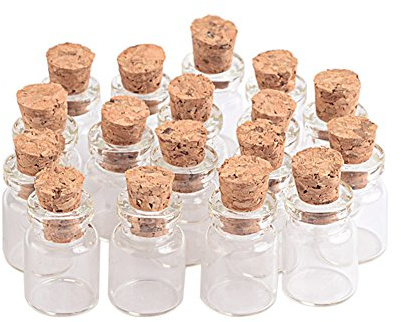 50pcs 0.5ml Bouteilles en Verre Transparent avec Bouchons en liège, Bouteilles Suspendues, Mini Bouteilles en Verre, Bouteilles d'huile essentielle, etc. (0.5ml)