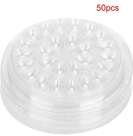 Senhorita Eyelash Glue Holder, 50pcs Disposable Transparent Plastic Pad for False Eyelash Extension, Convenient Organizer for Glue, Ink, Detergent, Tattooing etc