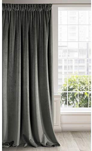 Eurofirany RIA Mörkläggningsgardin, Ogenomskinlig, Satänggardin med Gardintejp - 1st. Extra Lång Gardin, Elegant, Vanlig, Vardagsrum, Sovrum, Densitet 290 g/m², 140x270 cm, Grafit