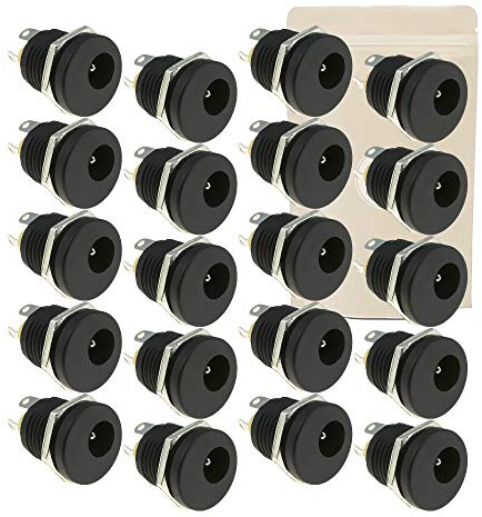 20x Connettore alimentazione 12V DC 5,5x2,1mm femmina da saldare - Adattatore presa per camera di sorveglianza CCTV - marca francese