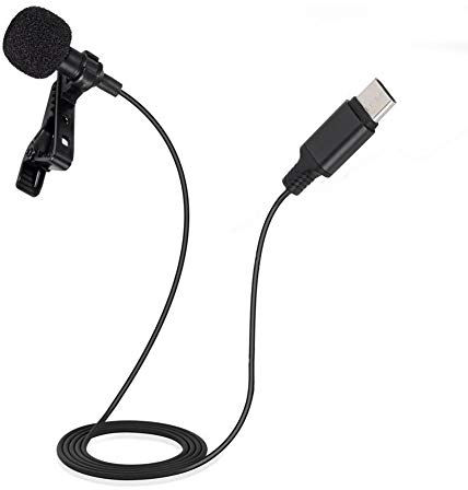 Diyeeni Micrófono de Solapa, USB Tipo C Micrófono de Solapa de Solapa, Clip omnidireccional en el micrófono para Dispositivos de Interfaz USB Type-C de Android