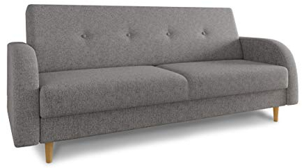 Schlafsofa Kelso - klick-Klack Sofa mit Bettkasten und Schlaffunktion, Bettsofa, Schlafcouch mit Holzfüße, Couch vom Hersteller, Couchgarnitur (Grau (Twist 21))