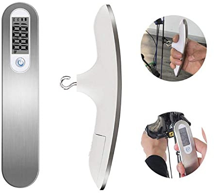 110 Lbs Archery Bow Scale - Hanging Handheld Digital Dynamometer for Recurve Hunting Bow - Stainless Steel With Clear LCD Display g/oz/kg/lb
