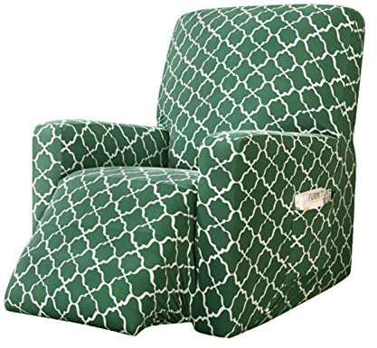 KAISUN Stretch Ruhesessel Bezüge,Jacquard Weich Sesselschoner,Stuhl Schonbezug Mit Gummiband Relax Fernsehsessel Relaxstuhl für Das Wohnzimmer Möbelschutz (Grün)