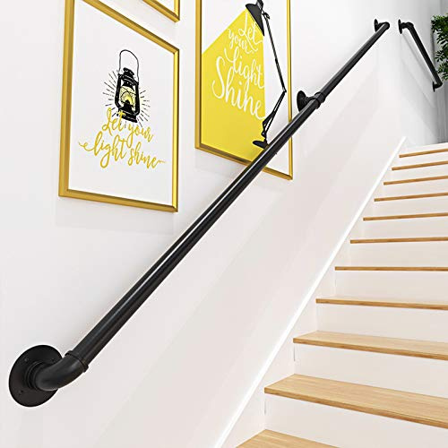 Gorssen 270cm Treppenhandläufe,Schwarz Handlauf Treppe | für ältere Kinder, Schwarzer Schmiedeeisen-Handlauf,Antirutsch-Treppenhandlauf - für den Innen- und Außenbe