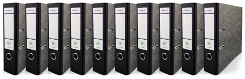 Netuno 10 Raccoglitori a Leva A4 Ekobox Dorso 7,5 cm Colore nero 2 Anelli Cartone Riciclato Marmorizzato Registratori Ecologici per Ufficio scuola Archiviazione Documenti Senza Custodia