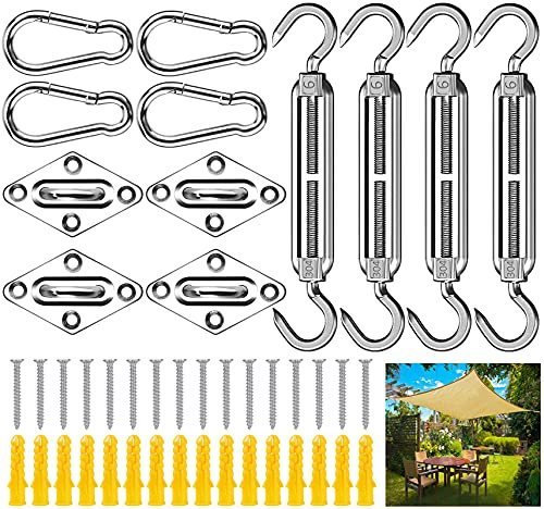 Frasheng M6 Edelstahl Sonnensegel Befestigung, 44-teiliges Zubehör Set, Rostfrei, Hochwertig, Viereckig und Dreieckig Sonnensegel Montage