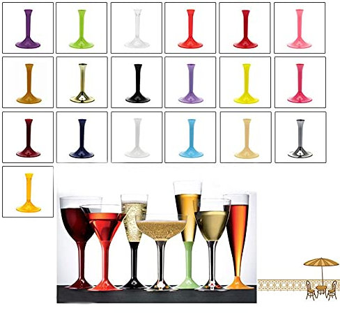 Zeus Party Gambi Colorati Per Calici E Coppe 20 Pz +20 Flutes in Plastica Trasparenti (bianco)