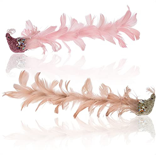 com-four® 2X Christbaumschmuck Deko Vogel, Pfau mit Pailletten | Kunststoff Vögel mit Clip für Weihnachten