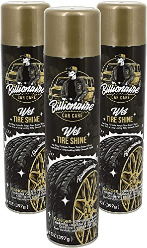 Billionaire Tire Shine - Wet tire Shine 3 Pack Can 14 oz No Sling Formula Long-Lasting Silky Smooth Finish - Spraying Maximum Protection Fast Dry - Car Detailing