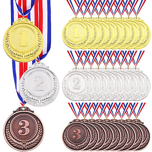 Swpeet Winner Medals Gold Silver Bronze Award Medals, 1st 2nd 3rd Award Medals with Neck Ribbon, Olympic Style Medals Prizes for Competitions, Party Decorations and Awards