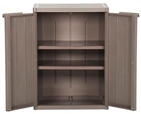 Gecheer Gartenschrank Kunststoffschrank Haushaltsschrank Spindschrank Terrassenschrank Balkonschrank Putzschrank Braun 65x45x88 cm