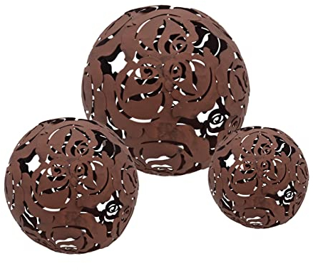 Spetebo Metall Rostkugeln 3er Set - 20/15 / 10 cm - Deko Gartenkugeln braun - Rost Garten Balkon Terrasse Blumen Kugel Edelrost