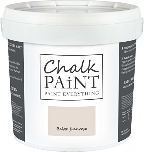 CHALK PAINT Everything Beige Francese 5 Litri - SENZA CARTEGGIARE Colora Facilmente Tutti i Materiali