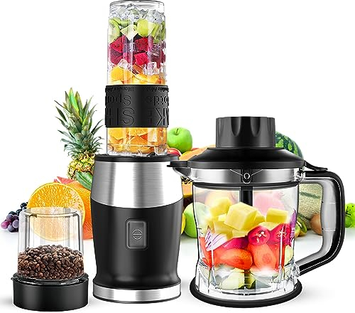 Combo de licuadora y procesador de alimentos, licuadora personal para batidos y batidos, adecuada para cocina, hogar, licuadora eléctrica de 700 W con batidora/picadora
