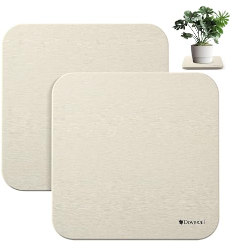 Dovesail Pflanzen-Untersetzer, 30,5 cm, sofort trocknender Kieselgur verhindert Feuchtigkeitsansammlung, Blumentopfuntersetzer hält Theke und Böden trocken und sauber, 2 Stück, Hellgrau
