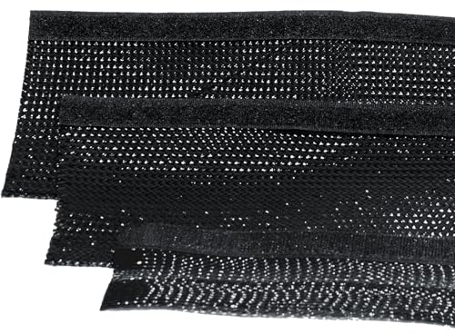 ISOLATECH guaina intrecciata Ø 25,4 mm 1 metro, vendita a metro, nero - protezione cavi resistente al calore con chiusura in velcro - gestione dei cavi per scrivania e PC