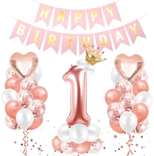 Palloncino 1° compleanno oro rosa, decorazione compleanno 1 anni, palloncino 1° compleanno, pallone foil gigante numero 1, pallone foil buon compleanno 1, pallone 1 per festeggiata