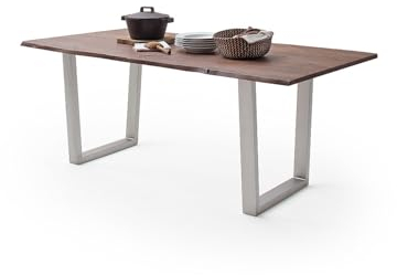 möbelando Baumkantentisch >Calabria< in Akazie walnussfarbig - 180x76,5x90 (BxHxT)