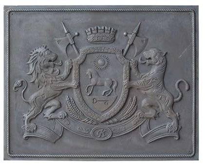 Lastra in ghisa per camino decoro Casato Reale CM. 100 × 80 H SP. 1 cm DS