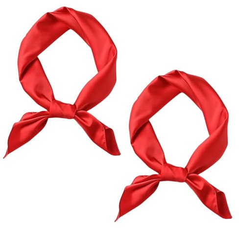 FloralGrace 2 Stück Damen Seidentuch Rot Leichte Große (70 * 70cm) Kopftuch Bandana Halstuch Damenschal Elegante Schal Tücher Tuch Geschenk für Frauen