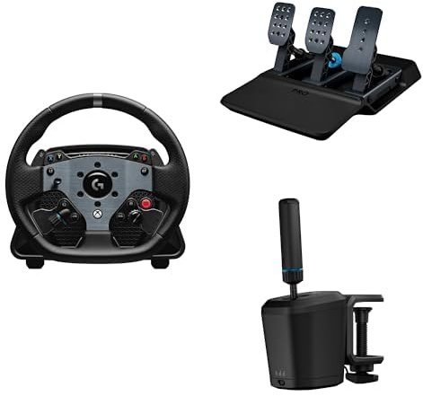 Logitech G PRO Racing Wheel, Volant de course, Direct Drive 11 Nm, TRUEFORCE + PRO Racing Pedals: pédalier avec freins à capteur de pression de 100 kg + RS Shifter Handbrake, Xbox & PC - Noir