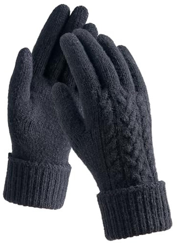 TRENDOUX Thermo Winterhandschuhe Damen, Elastisch Touchscreen Gefütterte Sport Handschuhe, Warm Verdickt Wolle Weichen Kaltes Wetter Damenhandschuhe Zum Outdoor, Laufsport, Wandern, Laufwerk - Schwarz