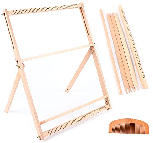 SuhoFutus Weaving Loom Kit for Adults Beginners, Wooden Weaving Loom Adjustable 3-Speed, Beech Wood Lap Frame for Tapestry and Weaving - Enhance Creativity, DIY Hand-Knitted Woven Set