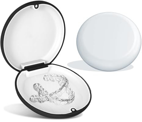 Lot de 2 boîtes pour prothèses dentaires, pour prothèses dentaires, pour ranger des appareils dentaires ou des gouttières (noir et blanc)
