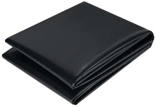 10 x 10 m schwarze Gummi-HDPE-Teichfolie, strapazierfähig, wasserdicht, mit 0,2 mm dicker Unterlage, ideal für Gartenpools und Membranschutz