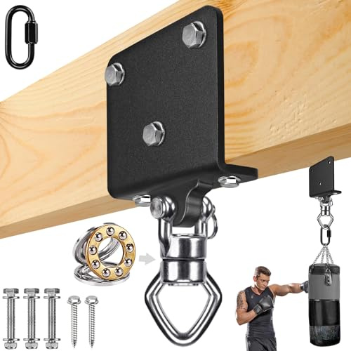 SELEWARE ELEWARE Boxsack Halterung Boxsack Aufhängung - 360° Arehbarer Schwerlast Deckenhaken 1000 LB Kapazität Boxsack Aufhänger Schaukelhaken mit Lagern Haken zur Befestigung Schwerer Boxsäcke