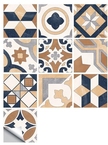 20 PCS Fliesenaufkleber Selbstklebende,Einfache Farbe,marokkanischer Stil,Fliesen Fliesenaufkleber für Bad und Küche Deko Wasserfest Fliesen Aufkleber,20x20cm