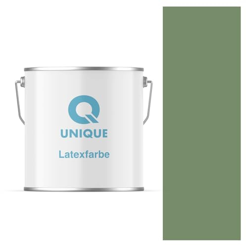 Q UNIQUE Latexfarbe 5L (ca.35m2) Dunkelgrün Innenfarbe Wandfarbe Deckenfarbe Klasse 3 Mattfarbe Scheuerfest Hohe Deckkraft