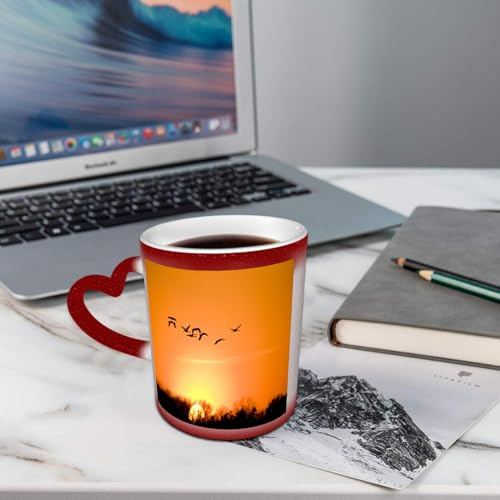 AELKSP Tasses Magique Mugs Change De Couleur en Fonction De La Température du Liquide,Mug Cadeau Original Tasse pour 330ml,Les oies sauvages migrent au gré des saisons