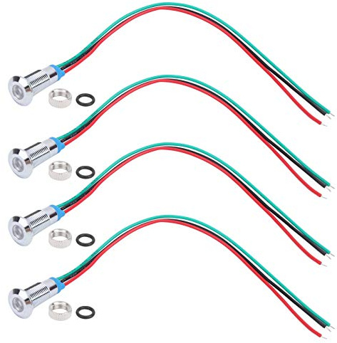 4 Sätze vorverkabelter, runder, wasserdichter LED-Drucktaster mit zweifarbigem Signal und gemeinsamer Anode, 8 mm, 36 V, Drucktaster und Kontrollleuchte (Rot Grün)