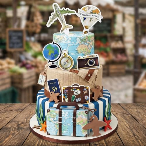 Travel Cake Topper Let The Adventure Begin Travel Theme Cupcake Toppers | Adventure Travel Birthday Baby Shower Party Decorations