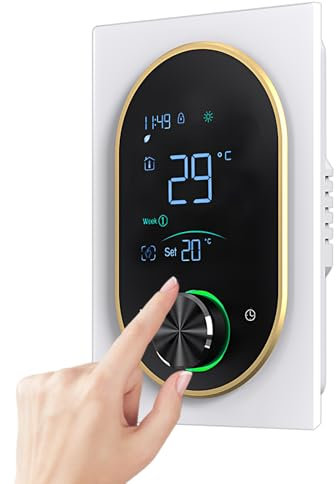 YIWEOG Smart tat for House Water Electric Heating Water Gas Boiler AC tat with VA Digital Touch Sn and Adjustable Knob 5+1+1 Weekly Programming/Manual/Auto/Holiday Mode