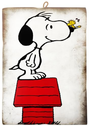 KUSTOM ART Wandbild, Serie Zeichentrickfiguren, Snoopy, Druck auf Holz, 25 x 18 cm.